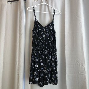 Black Flower Detailed Romper